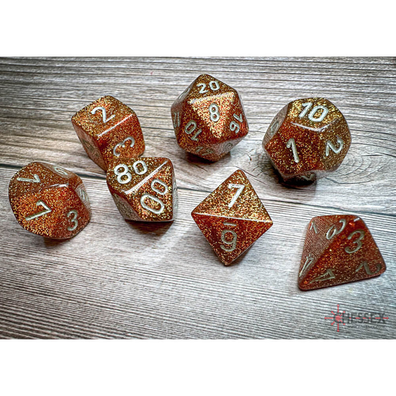 Dice 7-set Glitter (16mm) 27503 Gold / Silver