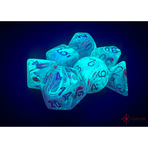 Dice 7-set Ghostly Glow (16mm) 27524 Pink / Silver