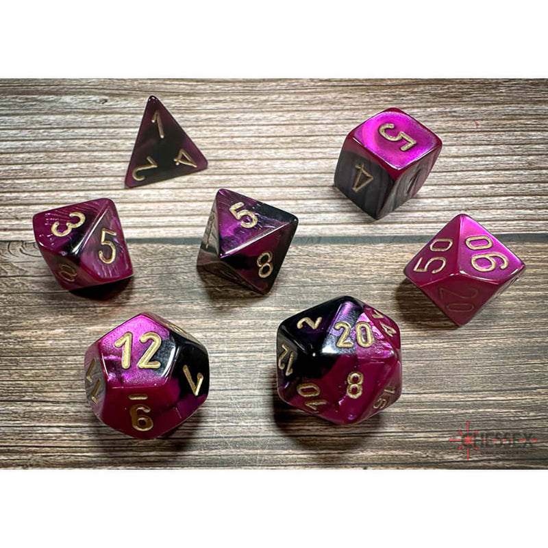 Dice 7-set Gemini (16mm) 26440 Black Purple / Gold