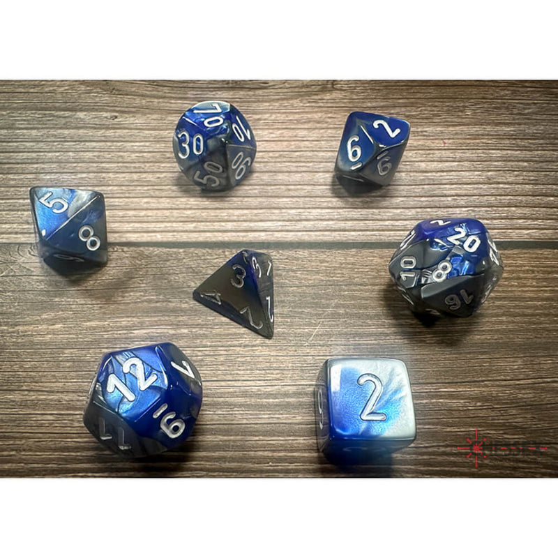 Dice 7-set Gemini (16mm) 26423 Blue Steel / White