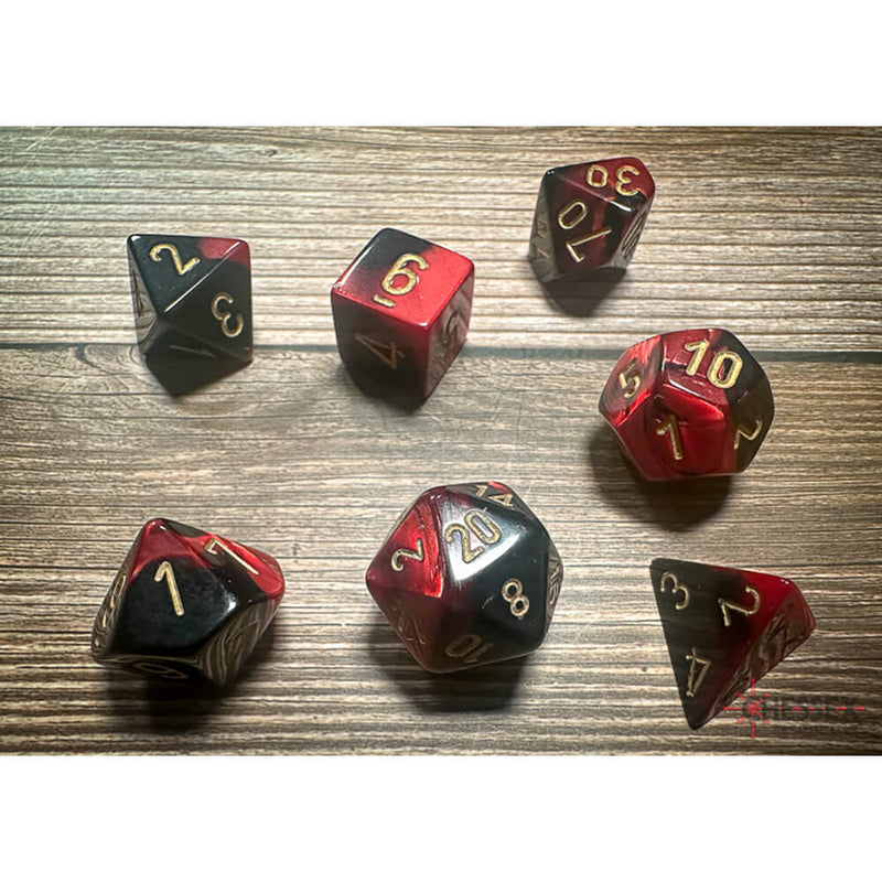 Dice 7-set Gemini (16mm) 26433 Black Red / Gold