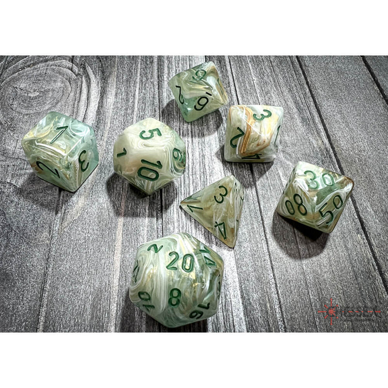 Dice 7-set Marble (16mm) 27409 Green / Dark Green