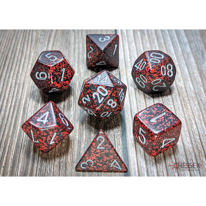 Dice 7-set Speckled (16mm) 25344 Silver Volcano
