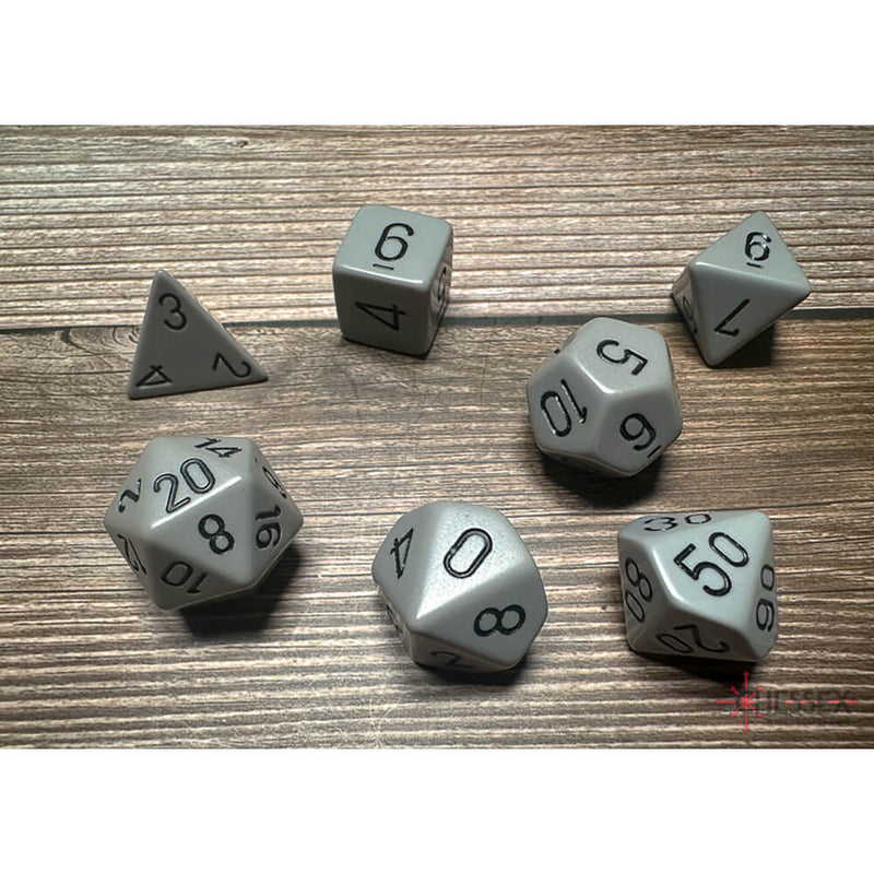 Dice 7-set Opaque (16mm) 25410 Grey / Black