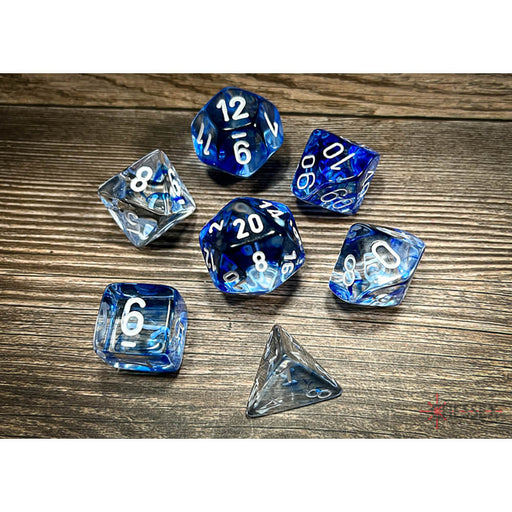 Dice 7-set Nebula (16mm) 27466 Blue / White