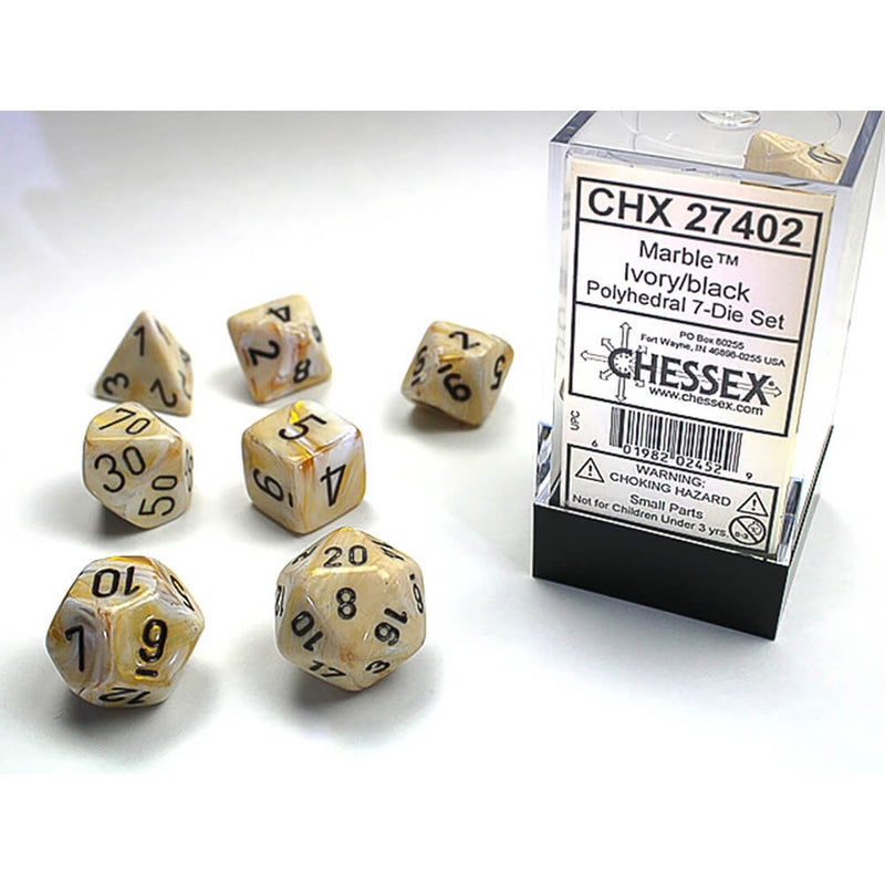 Dice 7-set Marble (16mm) 27402 Ivory / Black