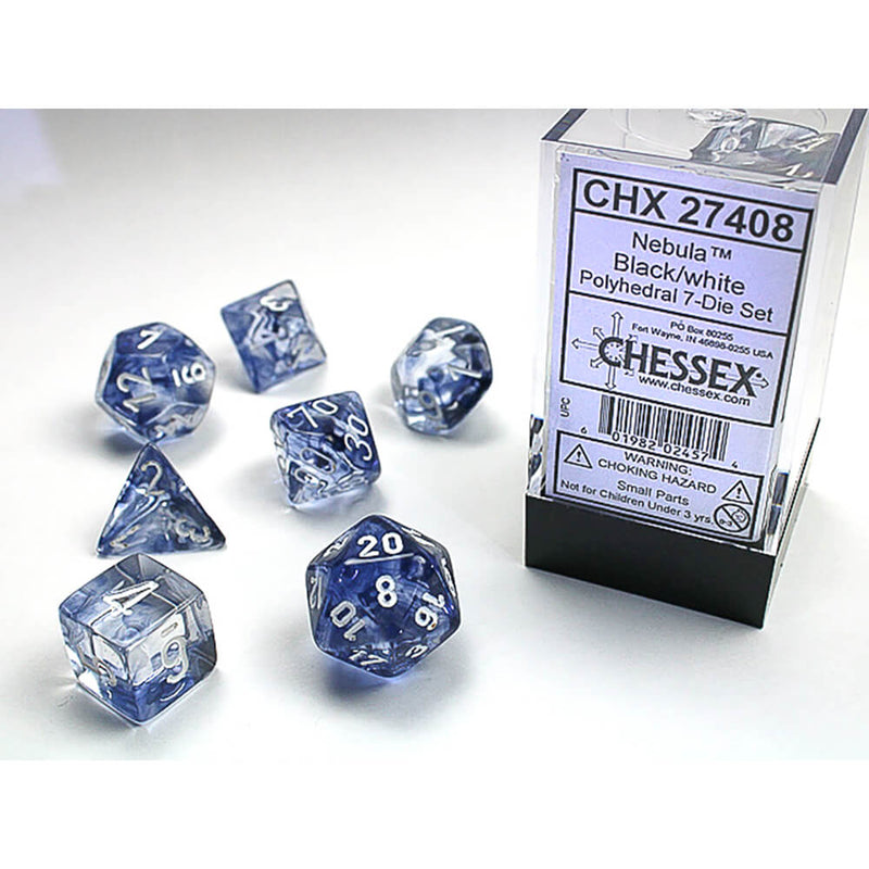 Dice 7-set Nebula (16mm) 27408 Black / White