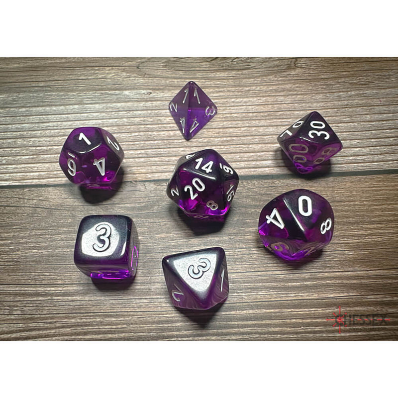 Dice 7-set Translucent (16mm) 23077 Purple / White