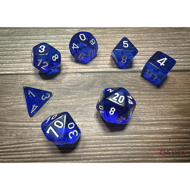 Dice 7-set Translucent (16mm) 23076 Blue / White
