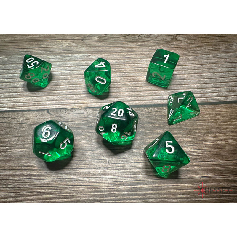 Dice 7-set Translucent (16mm) 23075 Green / White