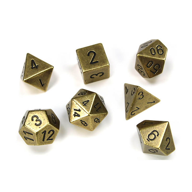 Dice 7-set Metal (16mm) 27023 Old Brass / Black