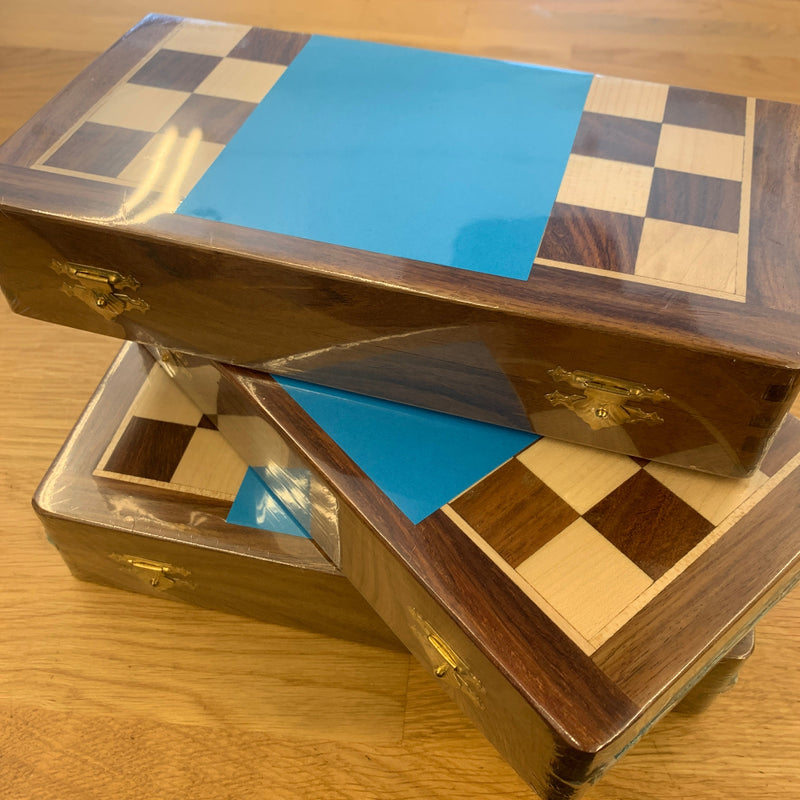 Solid Wood Magnetic 3-in-1 Chess Checkers Backgammon Set