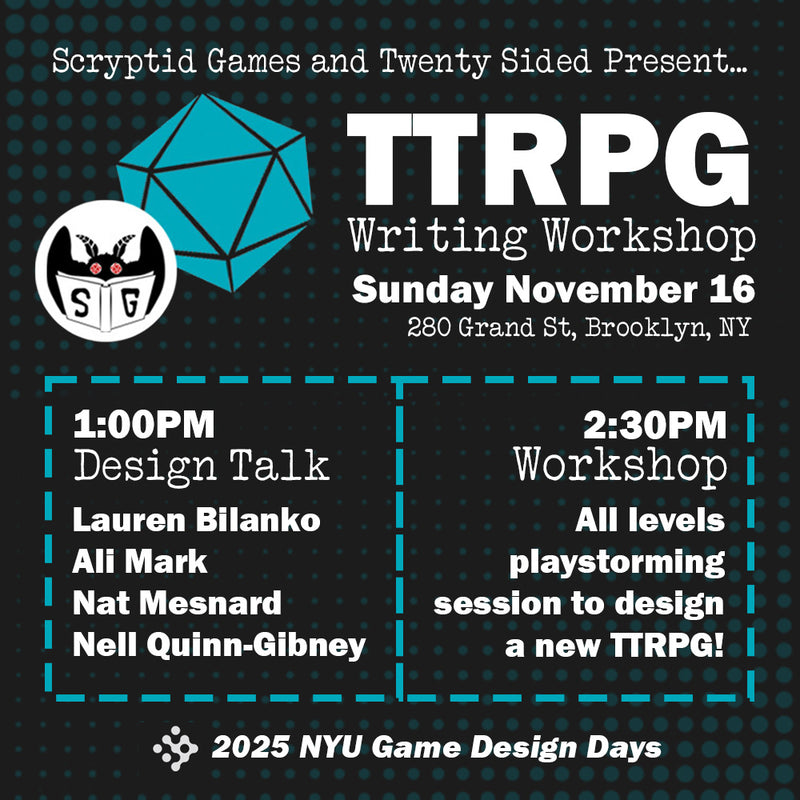 Spotlight | NYU Game Design Days w/ Scryptid Games & Twenty Sided
