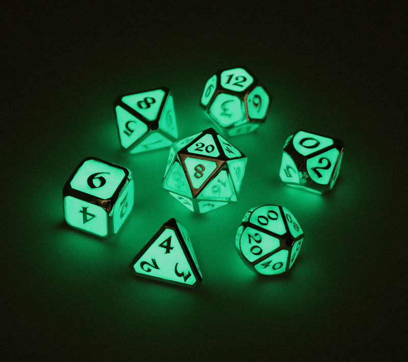 Dice 7-set Metal Mythica (16mm) AfterDark Neon Bloom