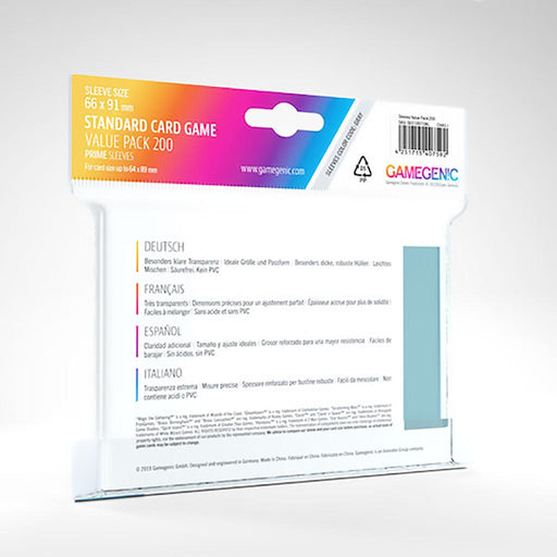 Sleeves Gamegenic Standard Value Pack (Gray 66x91mm 200ct) Clear