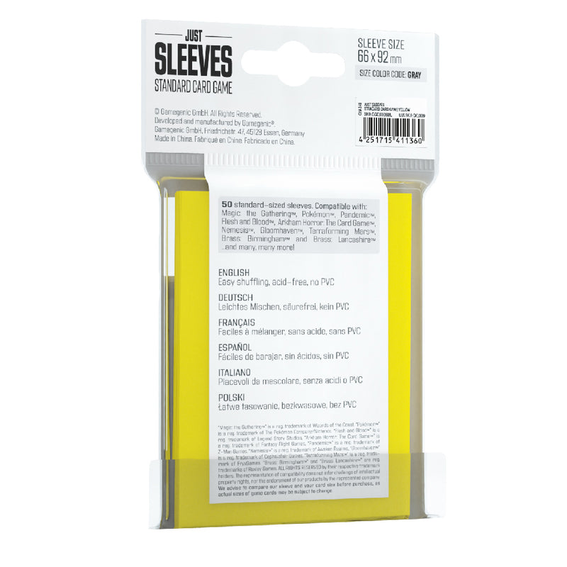 Sleeves Gamegenic Just Sleeves (Gray 66x92mm 50ct) Yellow