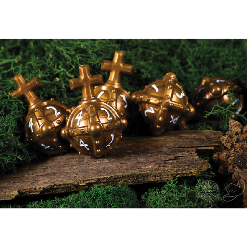 Polyhero Dice Set Cleric 5d4 Hallowed Hand Grenades : Merciful Gold