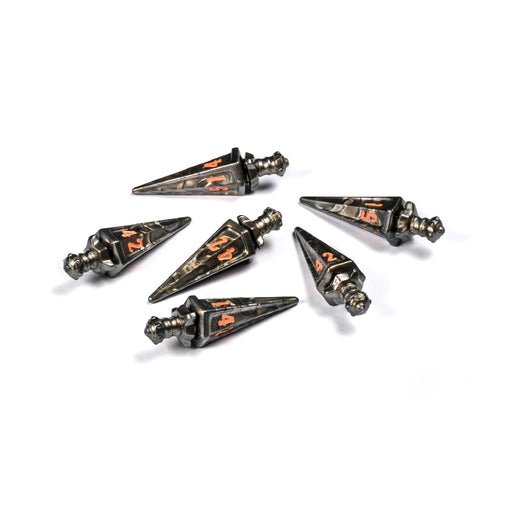 Polyhero Dice Set Warrior 6d6 Swords : Steel Grey
