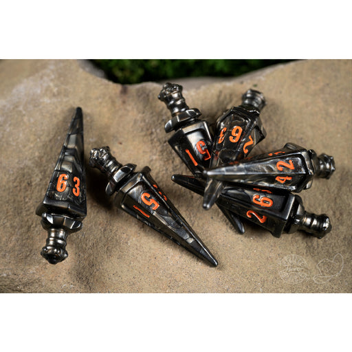 Polyhero Dice Set Warrior 6d6 Swords : Steel Grey
