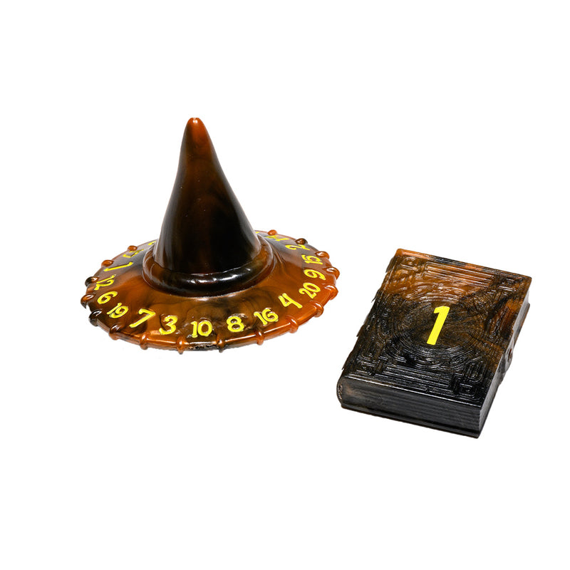 Polyhero Dice Set Wizard d20 Hat d2 Spellbook : Smoldering Ember
