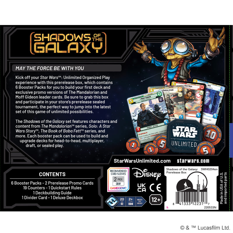SWU Prerelease Box : Shadows of the Galaxy Twenty Sided SWU Prerelease Box : Shadows of the Galaxy Twenty Sided