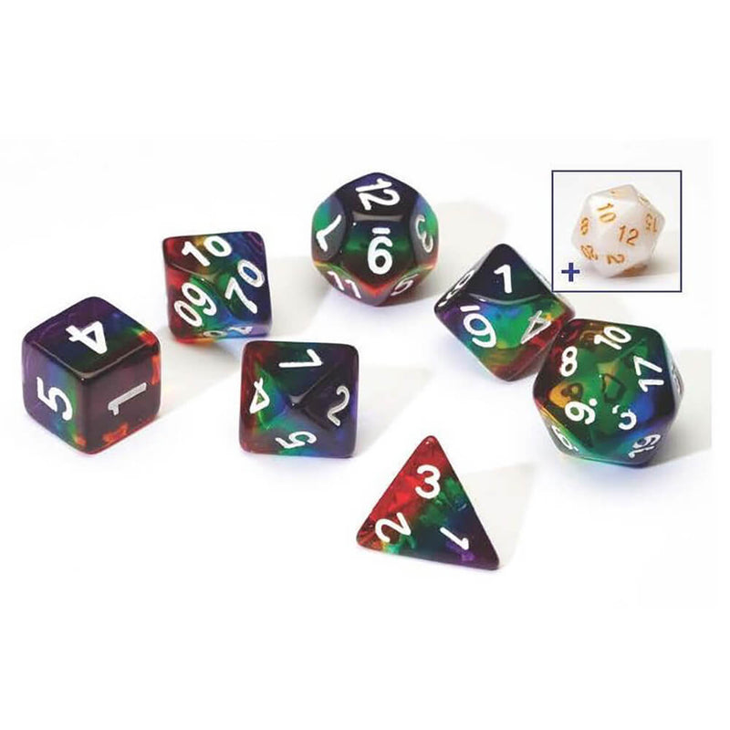 Dice 7-set Translucent (16mm) Rainbow