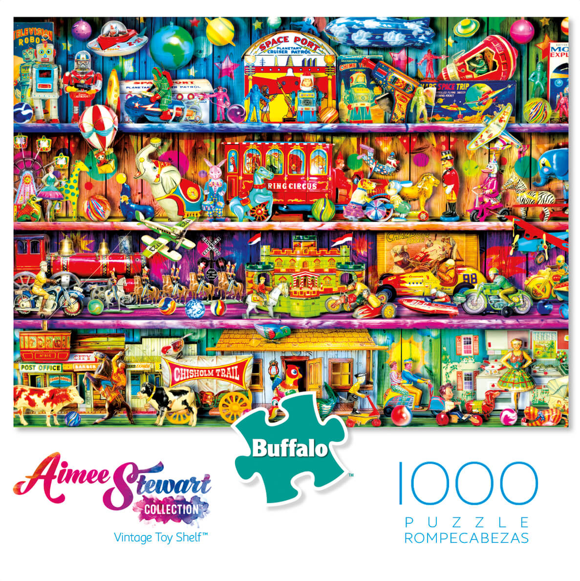 Puzzle (1000pc) Aimee Stewart : Vintage Toy Shelf — Twenty Sided