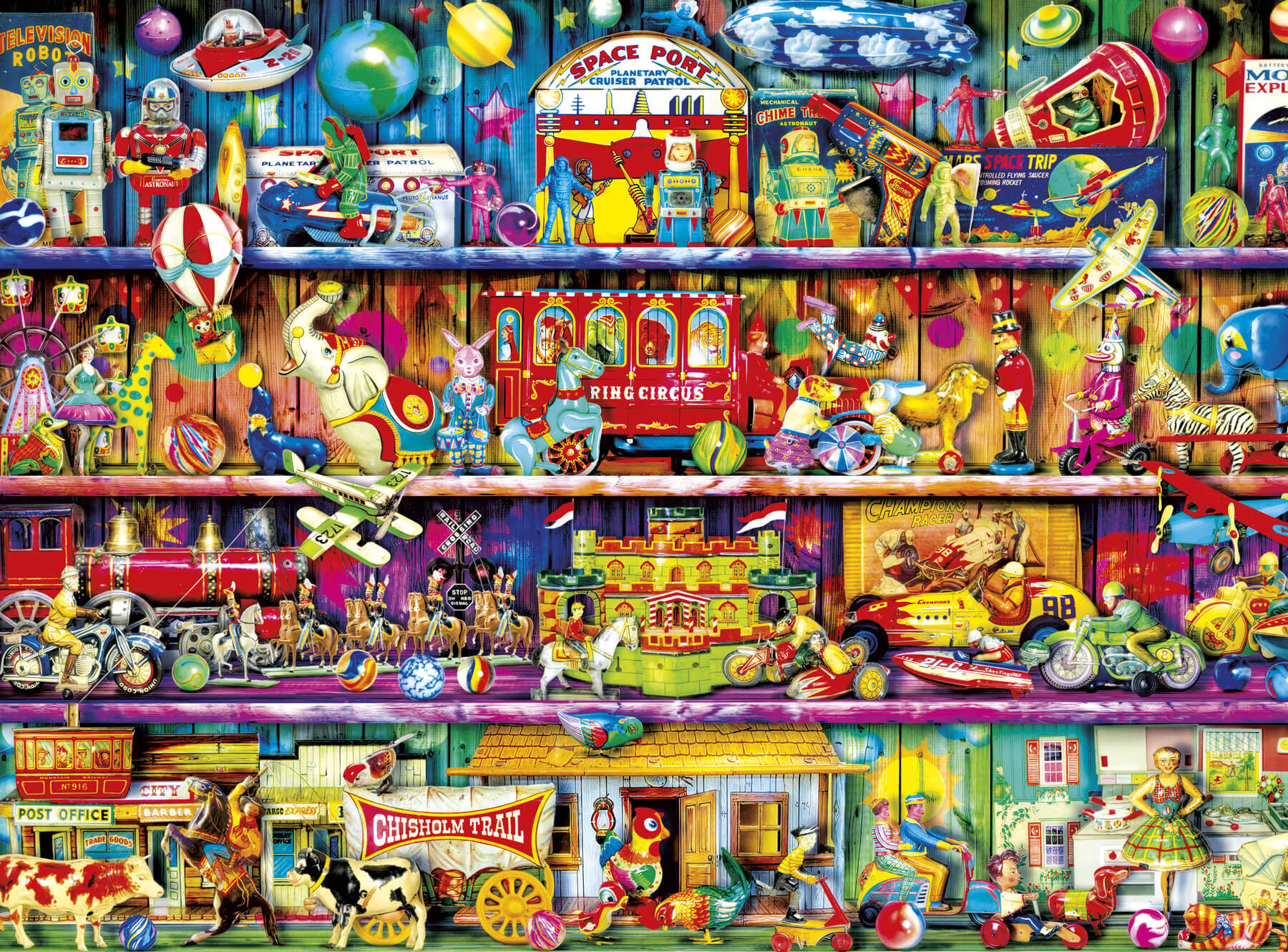 Puzzle (1000pc) Aimee Stewart : Vintage Toy Shelf — Twenty Sided