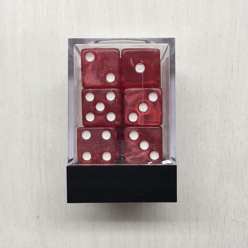 Dice Set 12d6 Marbleized (16mm) Red / White