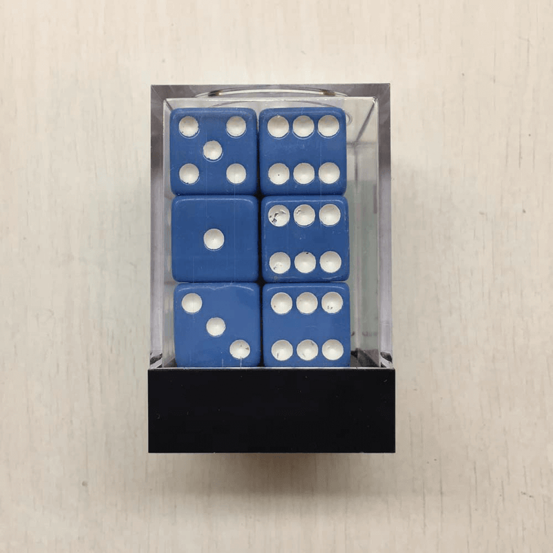 Dice Set 12d6 Pastel (16mm) Blue / White