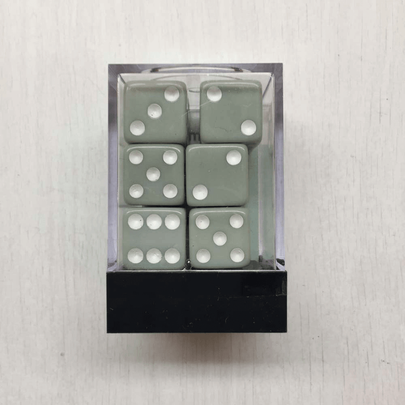 Dice Set 12d6 Pastel (16mm) Gray / White