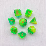 Dice 7-set Lab Gemini (16mm) 30048 Plasma Green-Teal / Orange