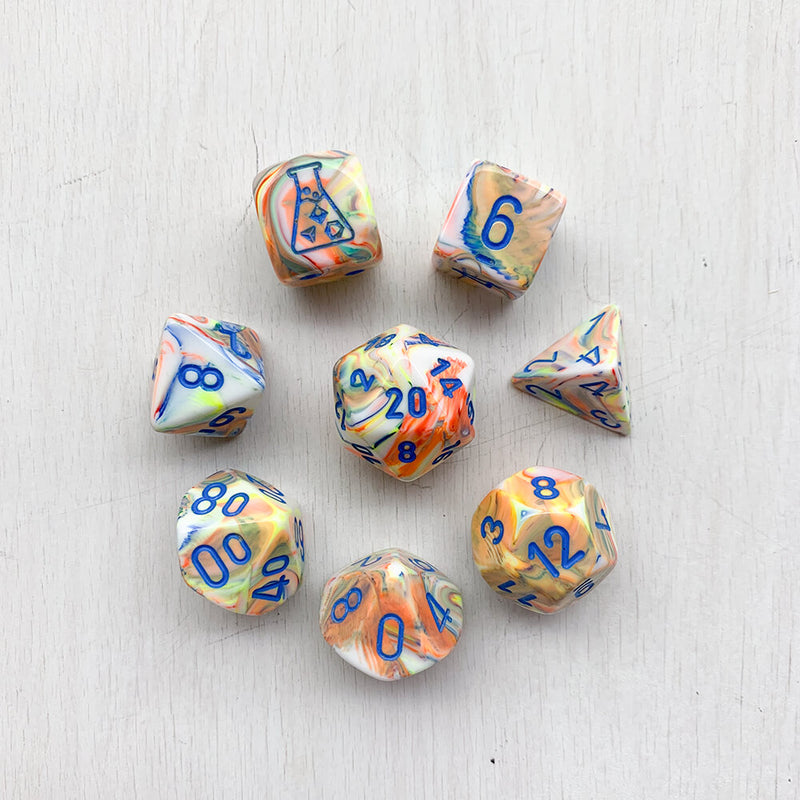 Dice 7-set Lab Festive (16mm) 30047 Kaleidoscope / Blue