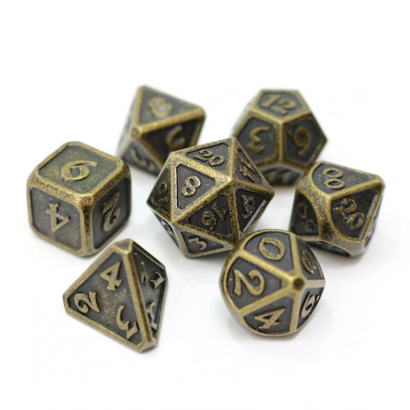 Dice 7-set Metal Mythica (16mm) Dark Gold