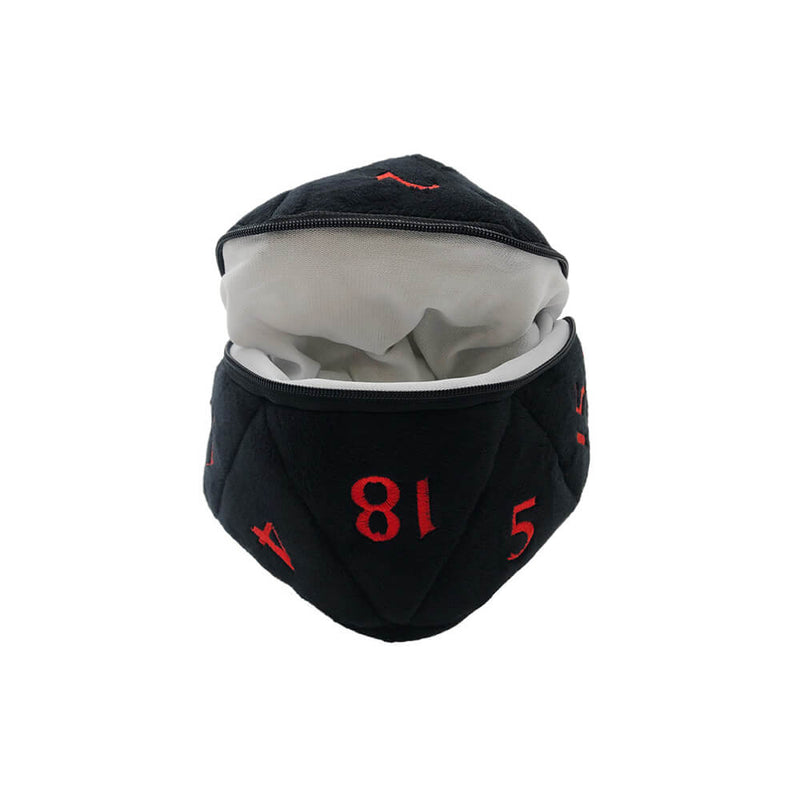 Dice Bag Plush d20 (6x6x6in) Black and Red