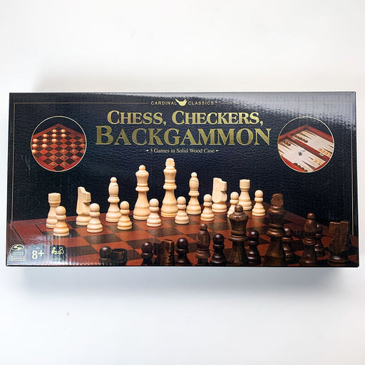 Chess, Checkers, Backgammon (15in) Folding Wood