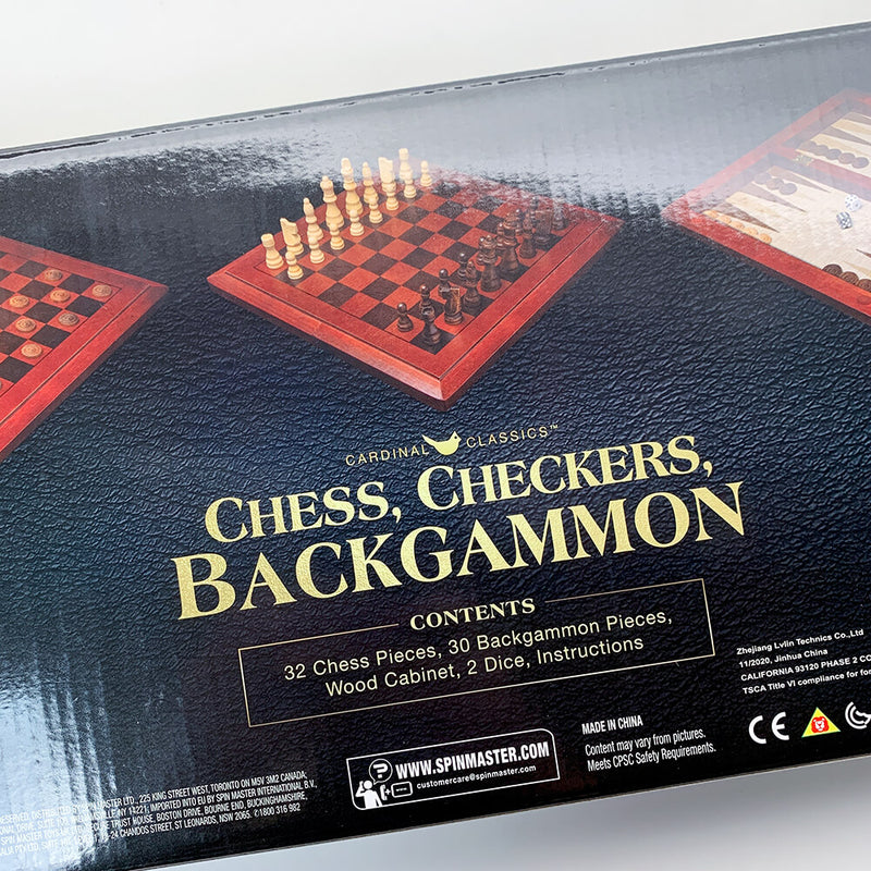 Chess, Checkers, Backgammon (15in) Folding Wood