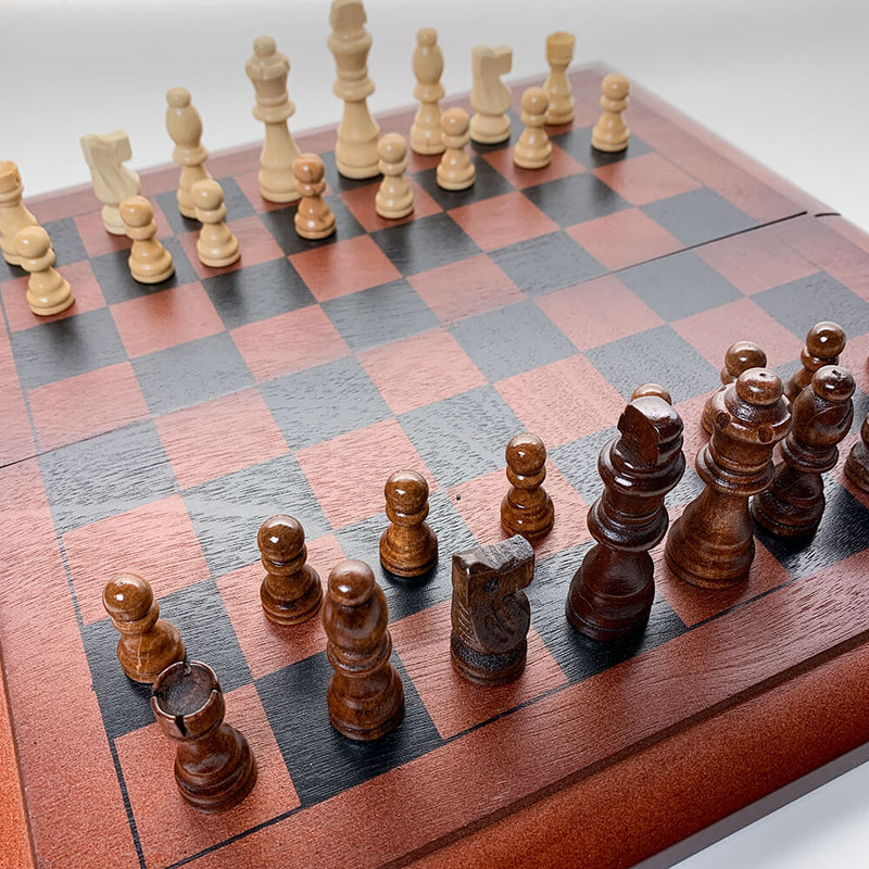 Chess, Checkers, Backgammon (15in) Folding Wood