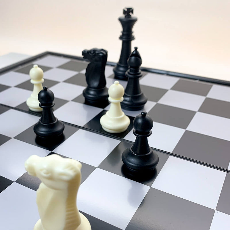 Chess & Checkers (14in) Folding Magnetic Metal