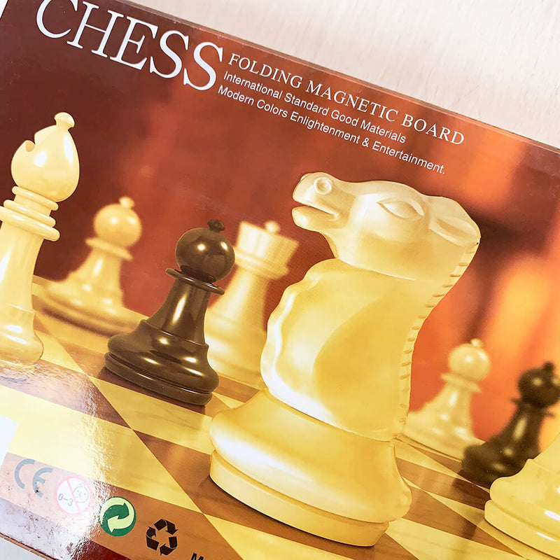 Chess & Checkers (14in) Folding Magnetic Metal