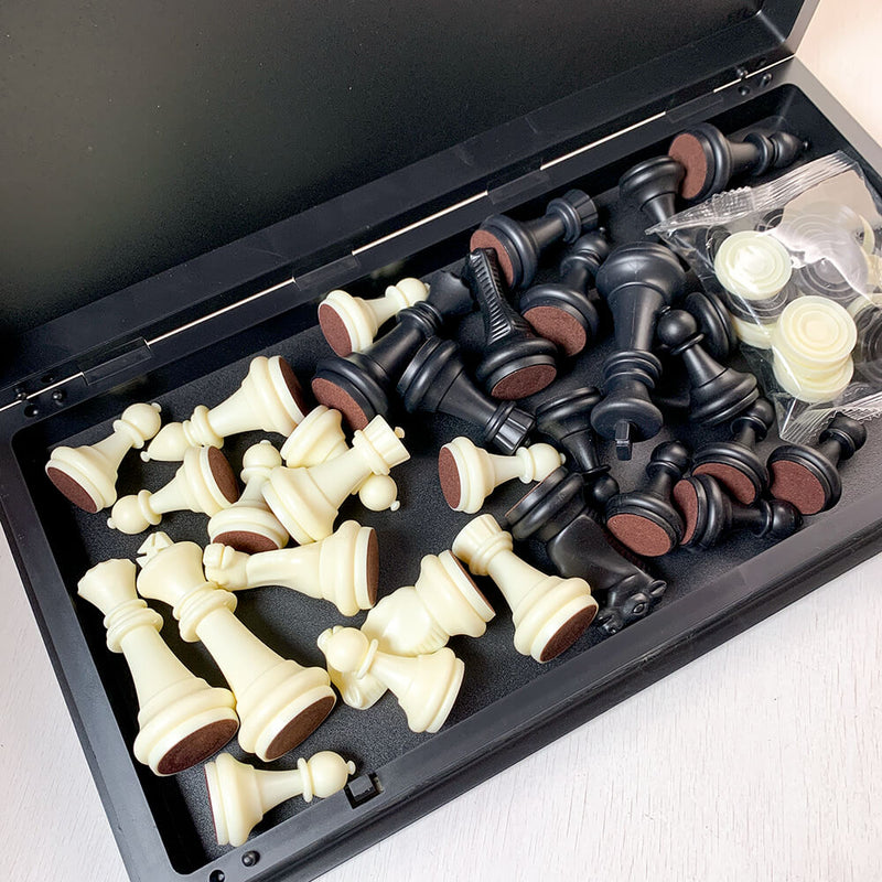 Chess & Checkers (14in) Folding Magnetic Metal