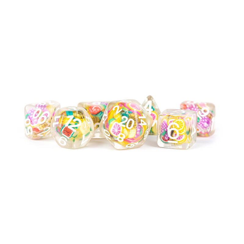 Dice 7-set Resin (16mm) Fruit / White