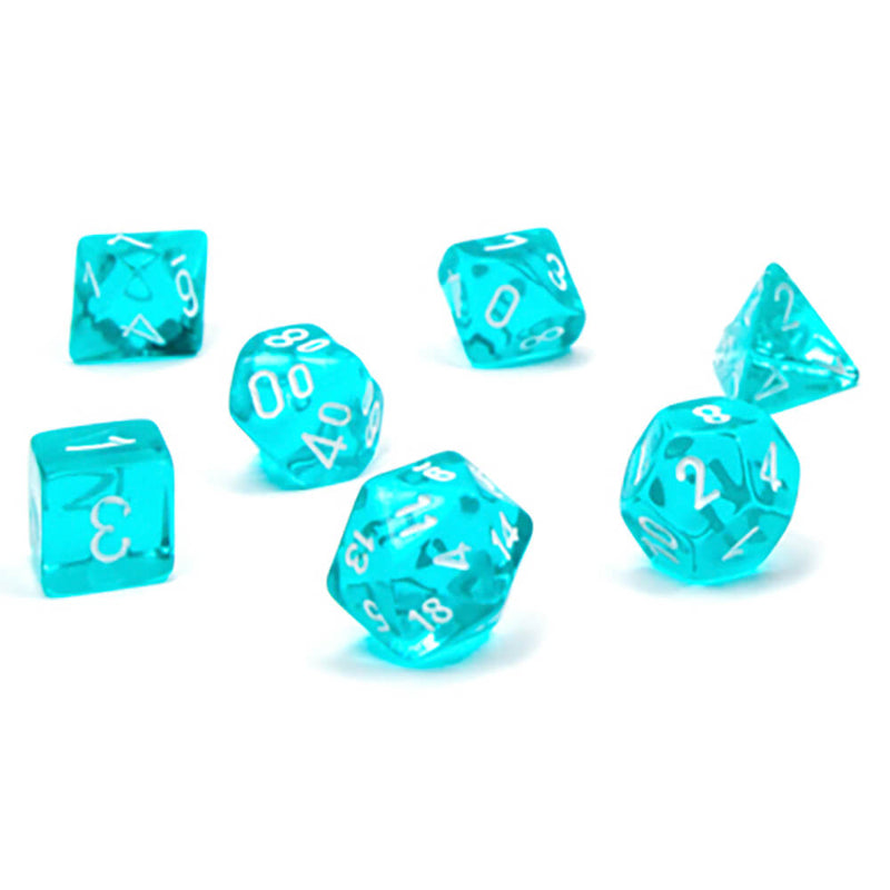 Dice 7-set Mini Translucent (10mm) 20385 Teal / White