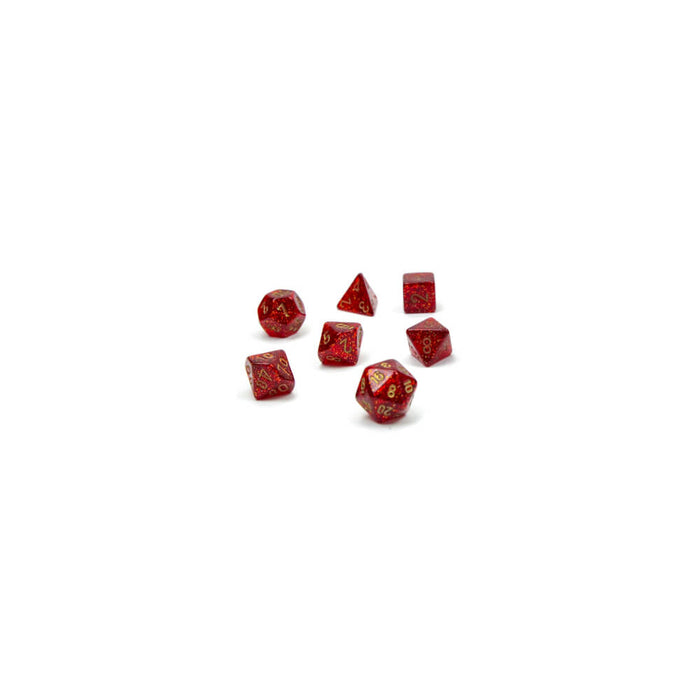 Dice 7-Set Mini Glitter (10mm) 20504 Red / Gold