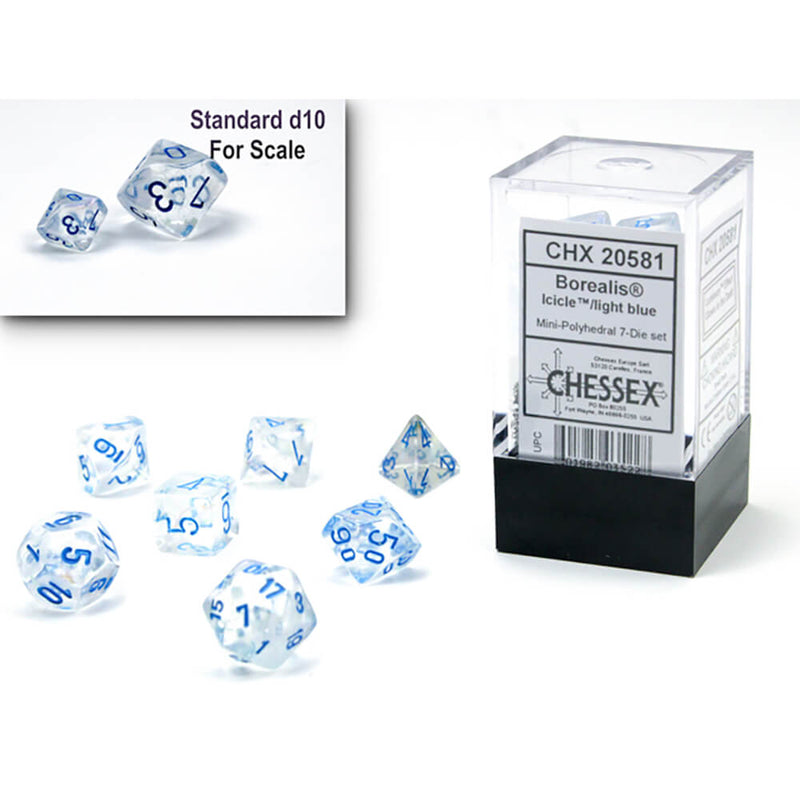 Dice 7-set Mini Borealis (10mm) 20581 Icicle / Light Blue