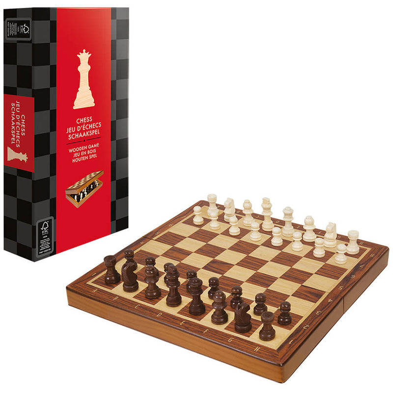 Chess Set (11.5in) Folding Natural Wood