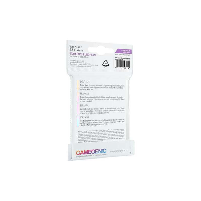 Sleeves Gamegenic Standard European (Purple 62x94mm 50ct) Clear
