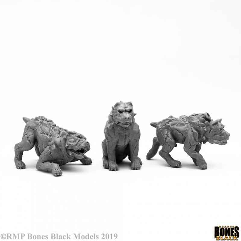 Mini - Reaper Bones Black 44100 Hell Hounds (3ct)