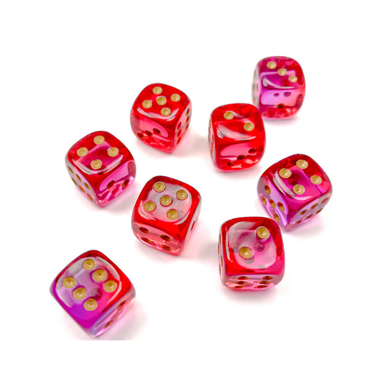 Dice Set 36d6 Gemini Translucent (12mm) 26867 Red / Violet - Gold