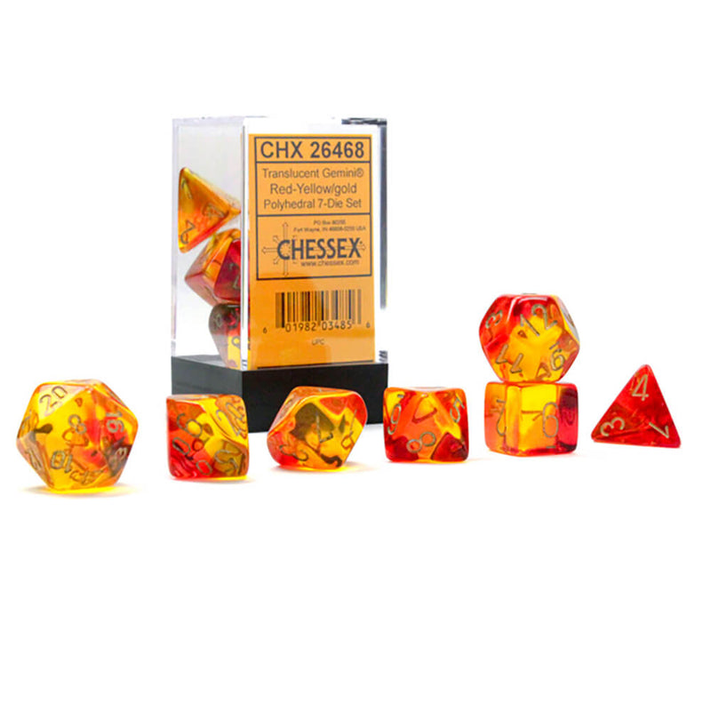 Dice 7-Set Gemini Translucent (16mm) 26468 Red Yellow / Gold